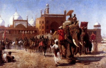  grande Tableaux - Le retour de la cour impériale de la Grande Mosquée à Delhi Edwin Lord Weeks